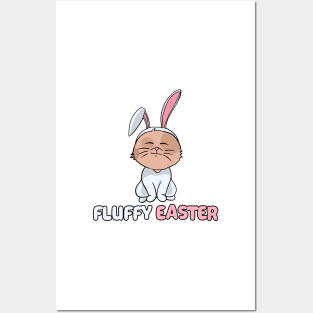 Cat in bunny costume happy easter 2021 fluffy Posters and Art